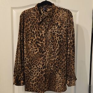 Chaps Animal Print Long Sleeve Button Up Shirt
